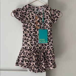 Posh Peanut Pink Leopard Twirl Bodysuit Dress